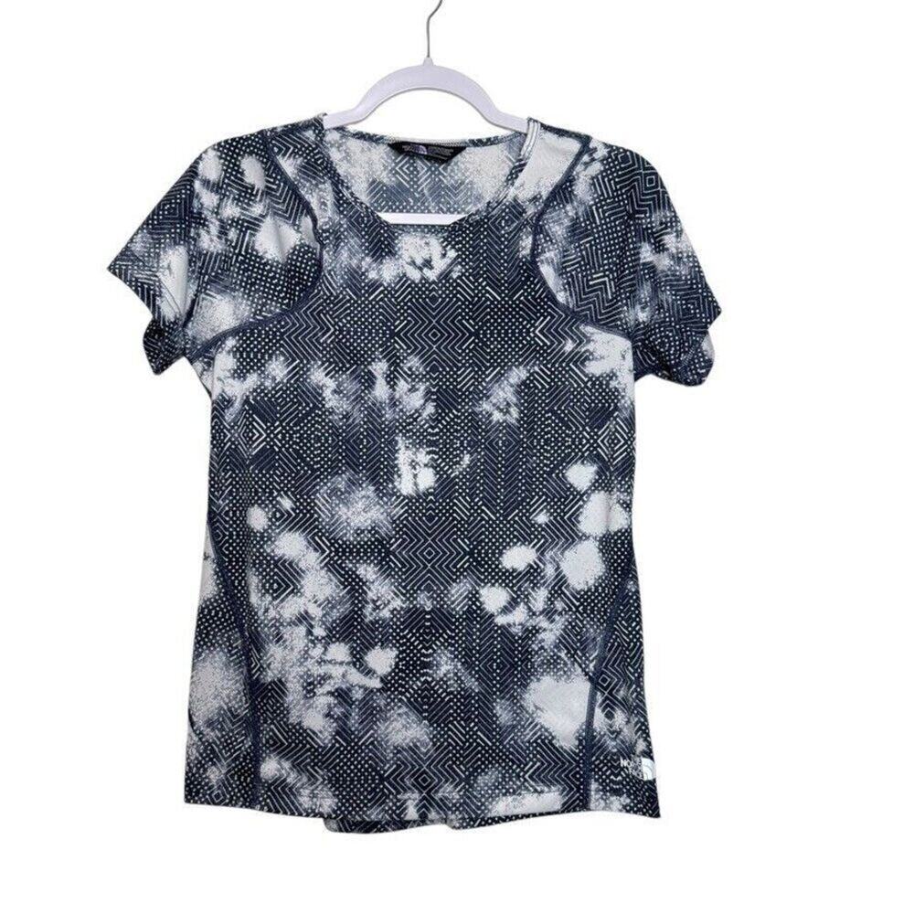 The North Face Cloud Flash Dry Short Sleeve Top Women M Blue White Outdoor‎ Hike